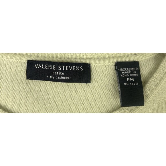 Valerie Stevens 100% Two-Ply Cashmere Light Yellow Short Sleeve Top Pettite M - Picture 3 of 5